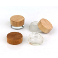 eco friendly 5g 10g 20g face eye cream glass cosmetic jar for skin care with wooden bamboo lid